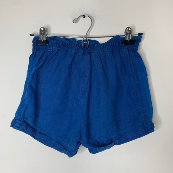 Aritzia Wilfred Shorts Crepe Paperbag Ruched Elastic Waist Linen Cobalt Blue - Picture 14 of 15